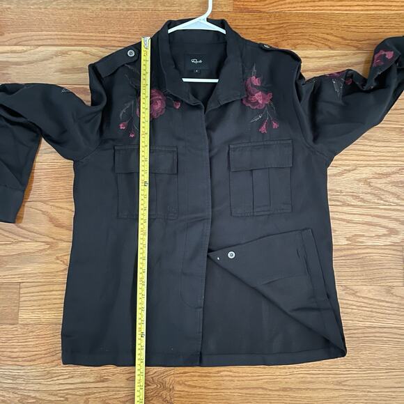Rails Elliot Shacket Womens Small Black Burgundy Floral Embroidered Shirt Jacket - Picture 11 of 11